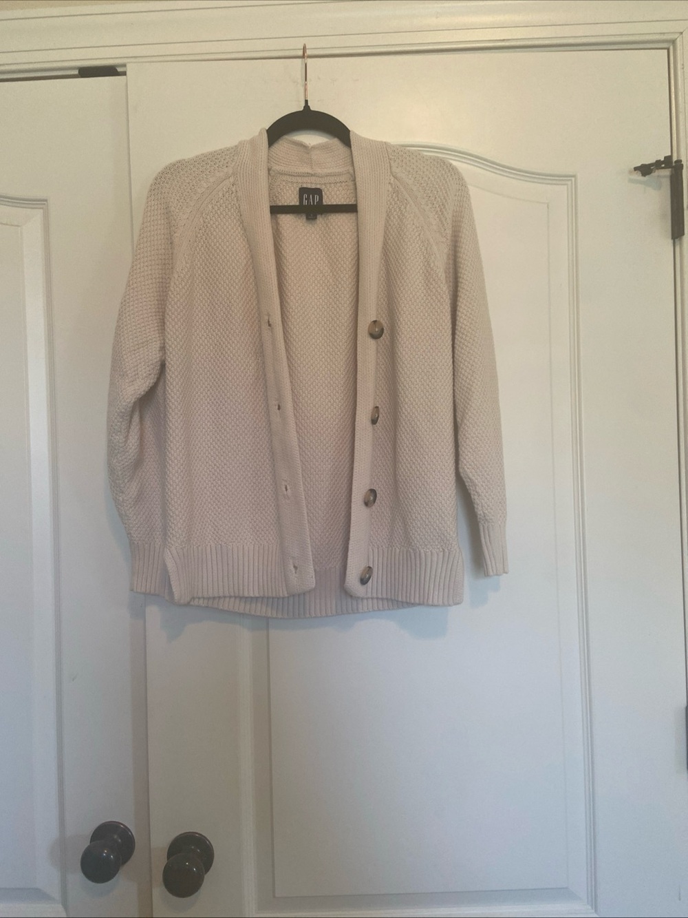 GAP Cream Textured Button Cardigan